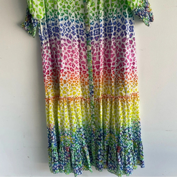 Ruby Yaya Rainbow Leopard Print Button Down Shirtdress colorful 22226 - Picture 7 of 11